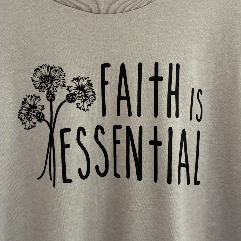 Gray Graphic T-Shirt 2XL new without tags faith is essential - Picture 2 of 5